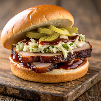 Applewood Smoked Pork Loin on a Roll