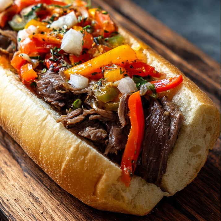 Chicago-Style Italian Beef On a Roll