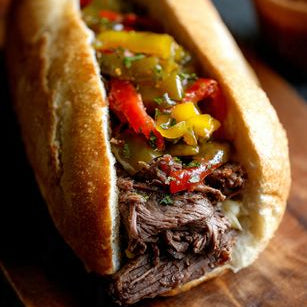 Chicago-Style Italian Beef On a Roll