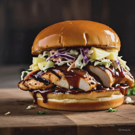 Southern BBQ Chicken Breast Sandwich w/ charred pineapple slaw on a Roll