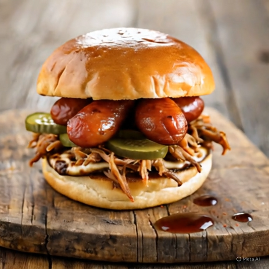 Smoked Pork & Sausage Combo on a Roll
